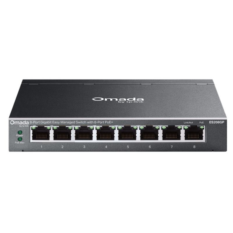 TP-LINK Omada ES208GP 8× Gigabit RJ45 8xPoE+ - Sieťové produkty
