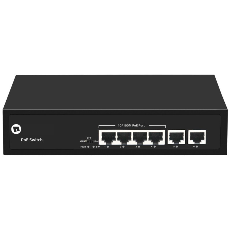 NSP-104F02F-65M -4× 10/100 Mbps-PoE switch, 65W, 2x Uplink - Sieťov...