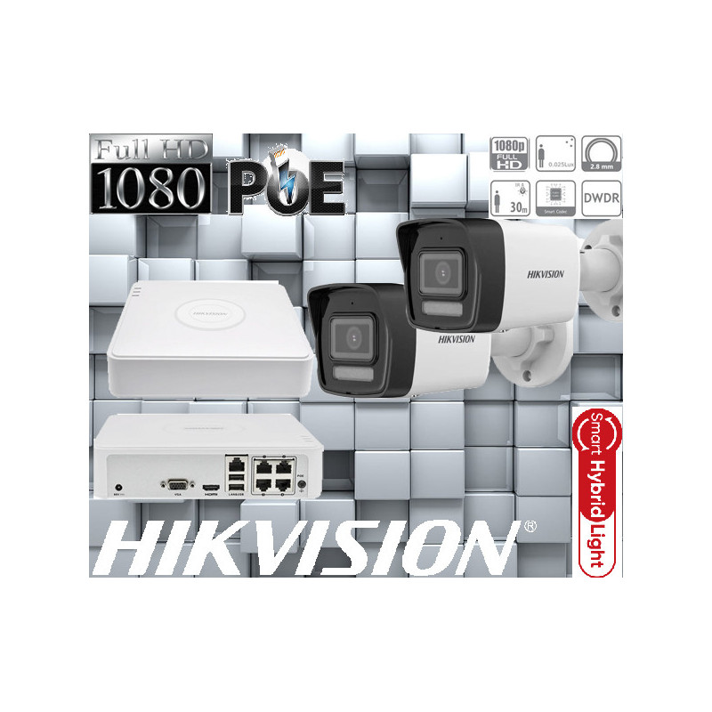 Kamerový set NVR s PoE+2x IP kamera-HIKVISION-DS-2CD1023G3-LIU-2MP/...